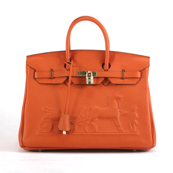 6089 Hermes Birkin 35CM con logo in rilievo borsetta arancione 6089